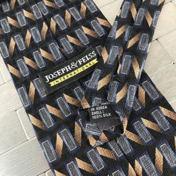 Joseph & Feiss Neck Tie Mens 4x61 Black With Geometrical Design Classiccore Norm - Picture 3 of 6